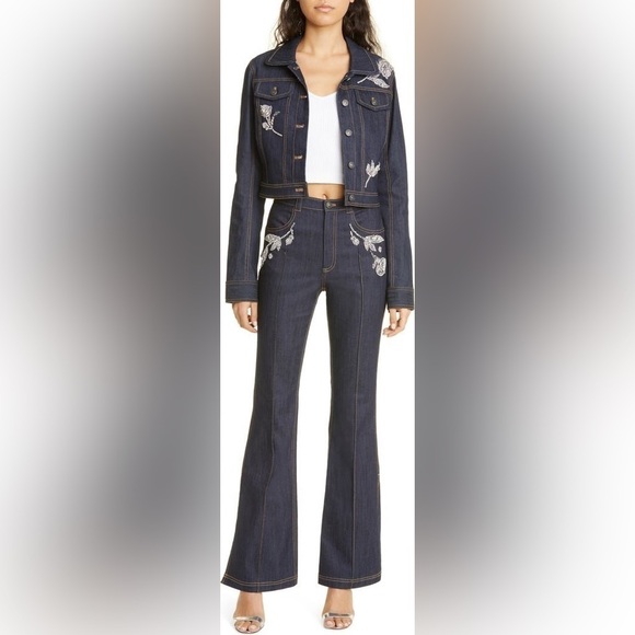 Cinq a Sept Haylie High Waisted Crystal Flare Leg Jeans size 4 - Picture 2 of 8